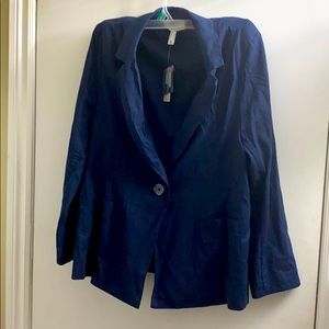 Navy Blue Linen Blend Blazer Size 14